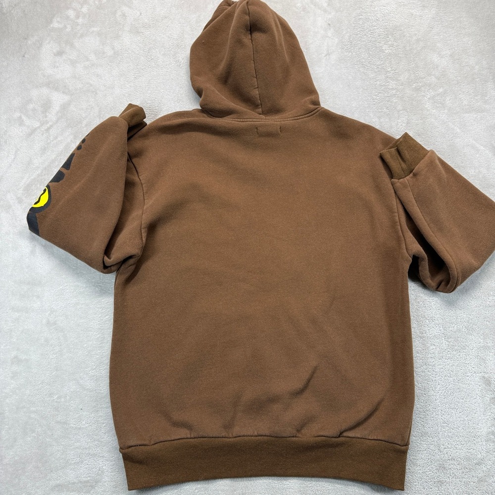 PacSun Sweatshirt Men's Medium Hoodie Brown Smiley Yin Yang One Love Streetwear - Picture 6 of 9